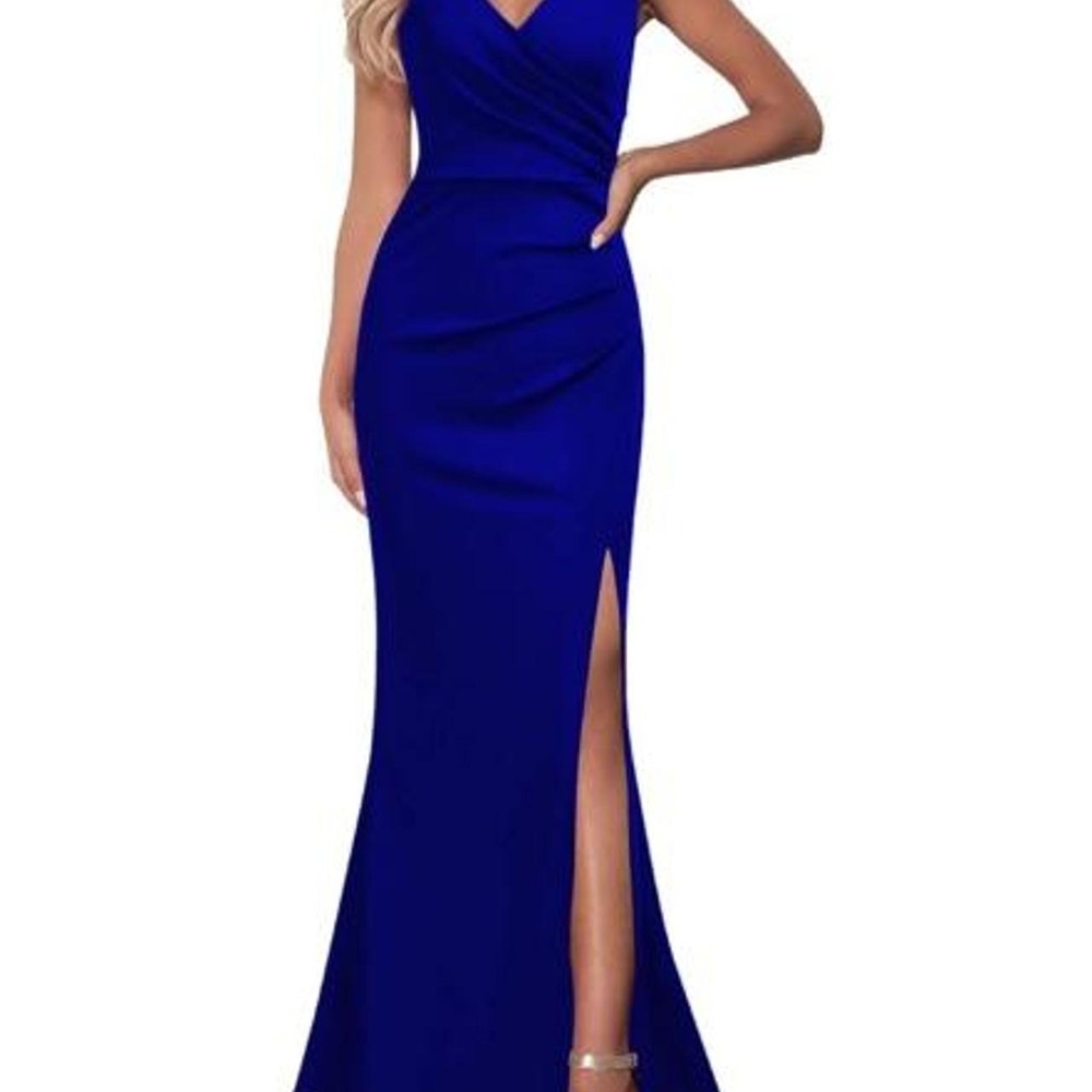 WOOSEA Women Sleeveless V Neck Split Evening Cocktail Long Dress